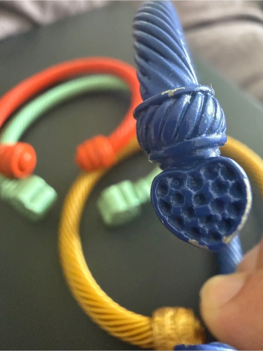 Colorful Twisted Cable Cuff Bracelets - Set of Blue, Yellow, Red, Green